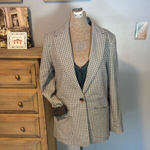 A New Day Blue & Charcoal Plaid Single Breast Blazer